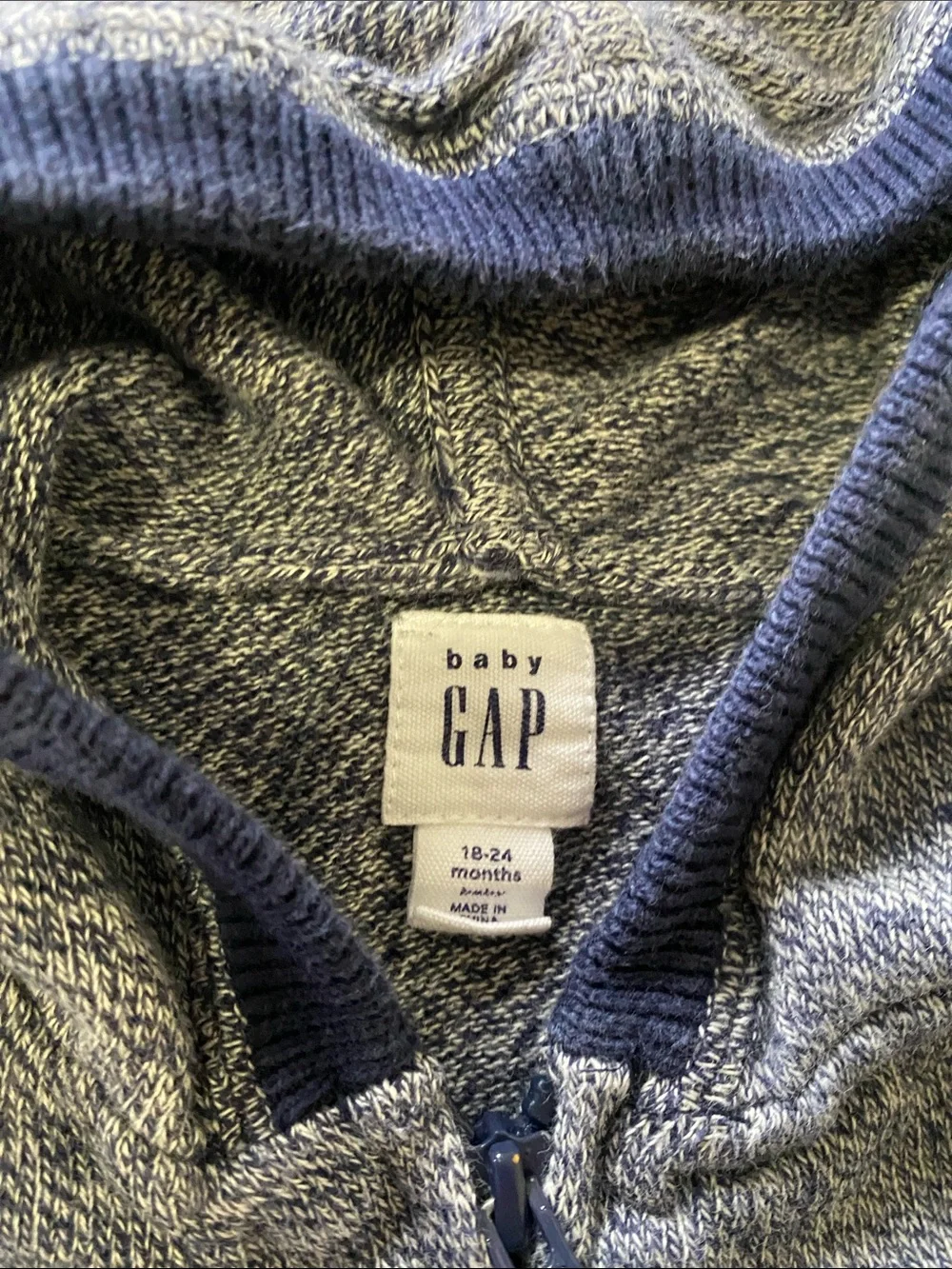 GAP Gray & Navy Hooded Zip Sweatshirt